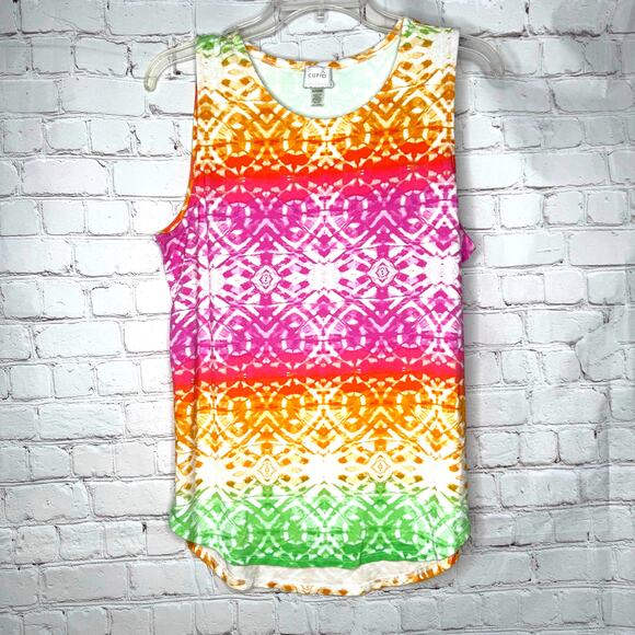 Cupio Wms XL Bright Multicolored Geometric Sleeveless Tunic Tank Jersey Knit - Picture 1 of 5